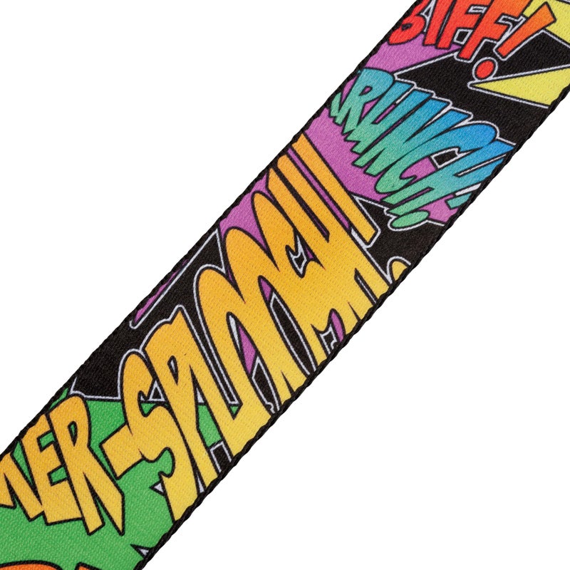 Levy's Leathers 2" Wide Polyester Guitar Strap with Genuine Leather Ends; Comic Book Onomatopoeia Motif (MPD2-036) - Image 4